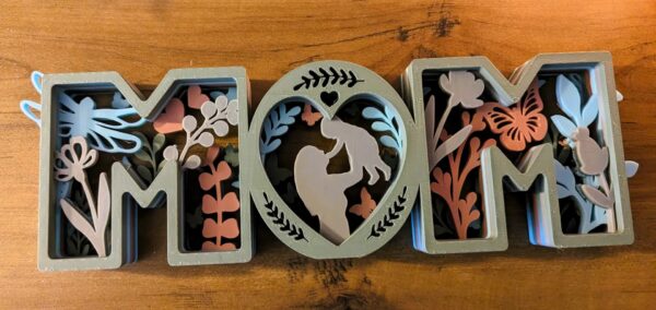 3D Layered “MOM” Table / Wall Décor – Floral Mother's Day Special Gift