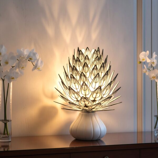 “The Flora” – Lotus Bloom Layered Table Lamp